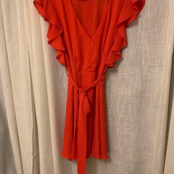 Socialite Red Flutter Sleeve Mini Dress - Picture 1 of 5
